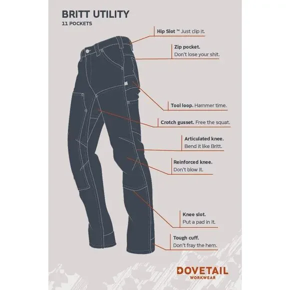 Dovetail Britt Utility Pants, Saddle Brown Canvas, Size 8 X 30 - Picture 4 of 4